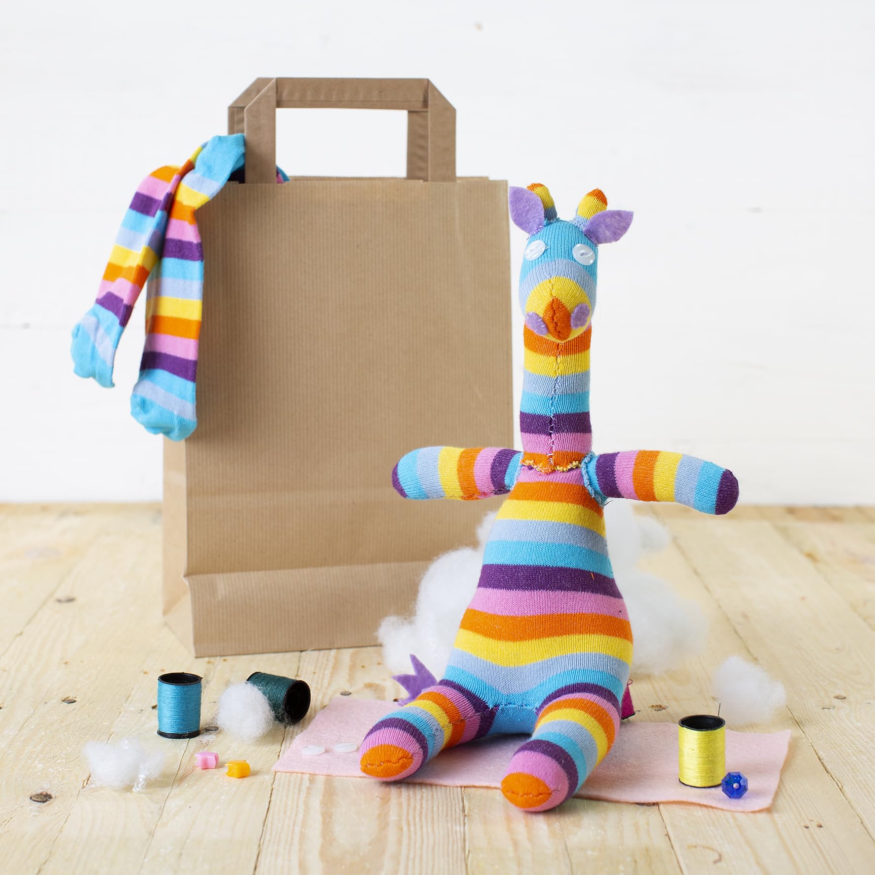 Sock Giraffe Craft Kit - Complete Sewing kit to Create Your own Giraffe