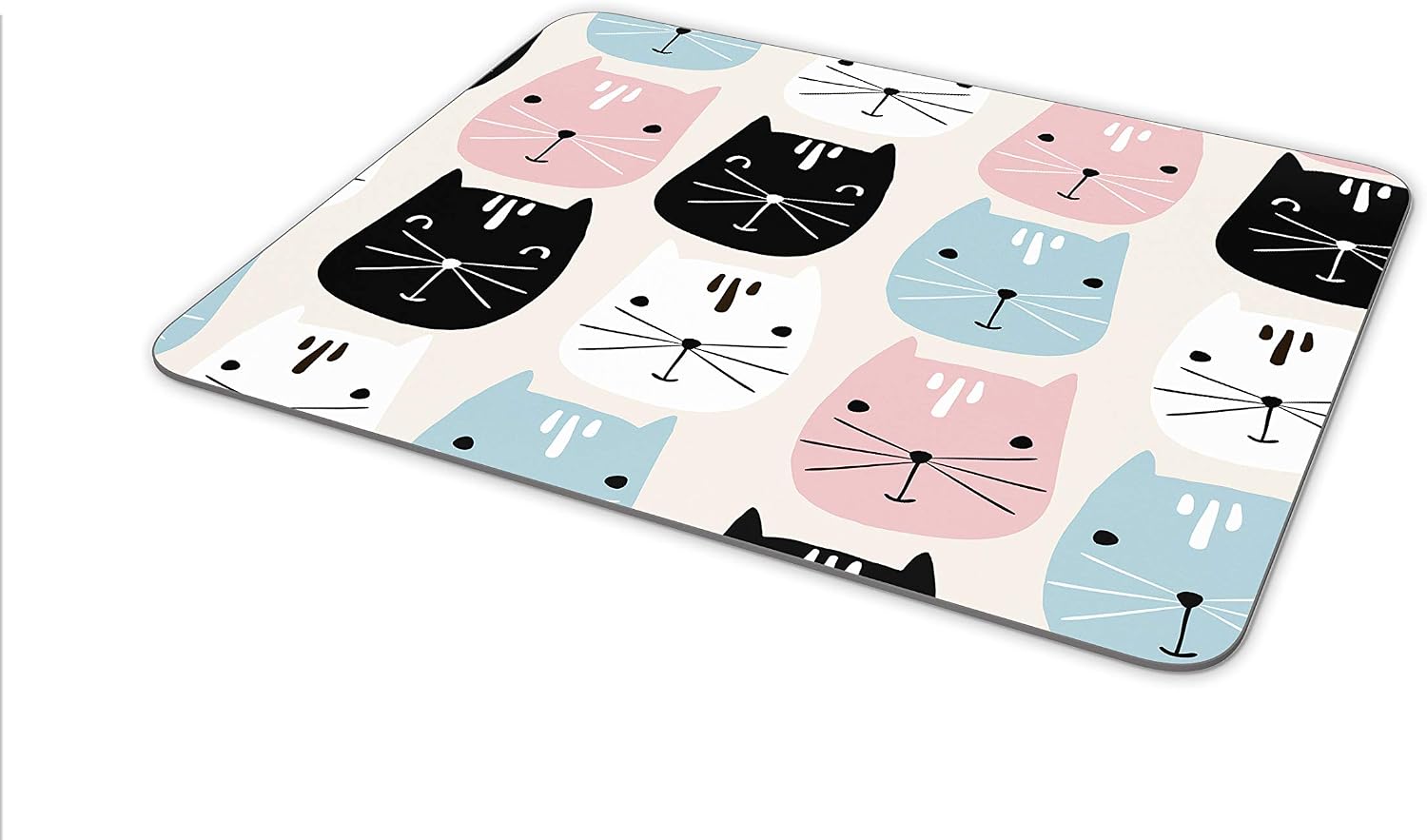 Cute Cat Pattern Cartoon Blue Pink Mouse Mat Pad - His Hers Computer #16904, Multicolor, 23.5cm x 19.6cm x 5mm - Image 5