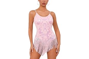 IMEKIS Women Sparkle Stars Fringes Bodysuit Concert Rave Outfit Shiny Music Festivals Halloween Cosplay Alien Costumes