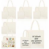 Amylove Mini Tote Bag Sublimation Blank Canvas Tote Bags Reusable Grocery Luggage DIY Sack Goody for Party Even(15 x 15 Inch,8.5 x 8 Inch,Natural Color,12 Pcs)