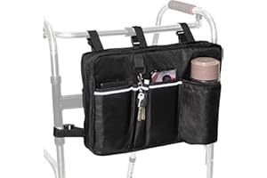 Walker Bag Walker Basket for Folding Walker with Cup Holder, Rollator Organizer Storage Pouch Universal Folding Walker Access