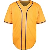 Ayoubaus Blank Baseball Jersey Shirt for Men Mesh Plain Casual Short Sleeves Button Down T-Shirt