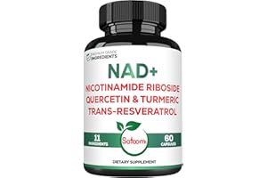 Satoomi NAD+ Supplement with Nicotinamide Riboside 900mg NR, Resveratrol, Quercetin, Turmeric, Astragalus, Ginseng, Vitamin D3, Vitamin C - Cellular Energy, Repair and Aging - 60 Counts