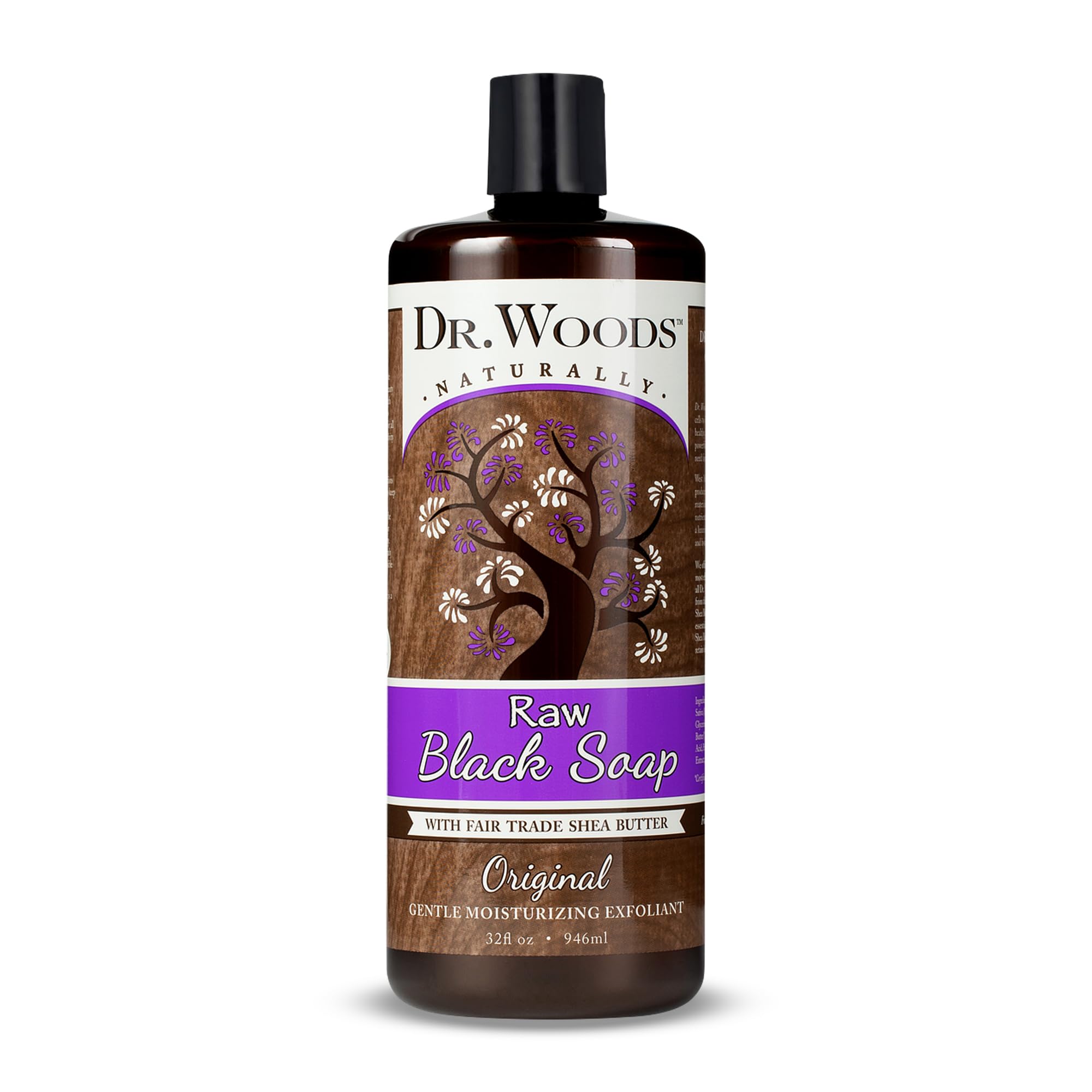 Dr. Woods Raw Black Moisturizing Castile Soap, 32 Ounce