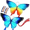 Butterfly Kite for Kids & Adults Easy to Fly, 55" x 28" Large Single Line Kite for The Beach, Easy Flying Kite Comes with 300 FT String Kite Handle