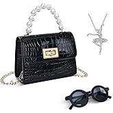 Suerico Girls Purse Little Girls Toddler Crossbody Purse Kids Shoulder Bag Princess Handbags with Sunglass