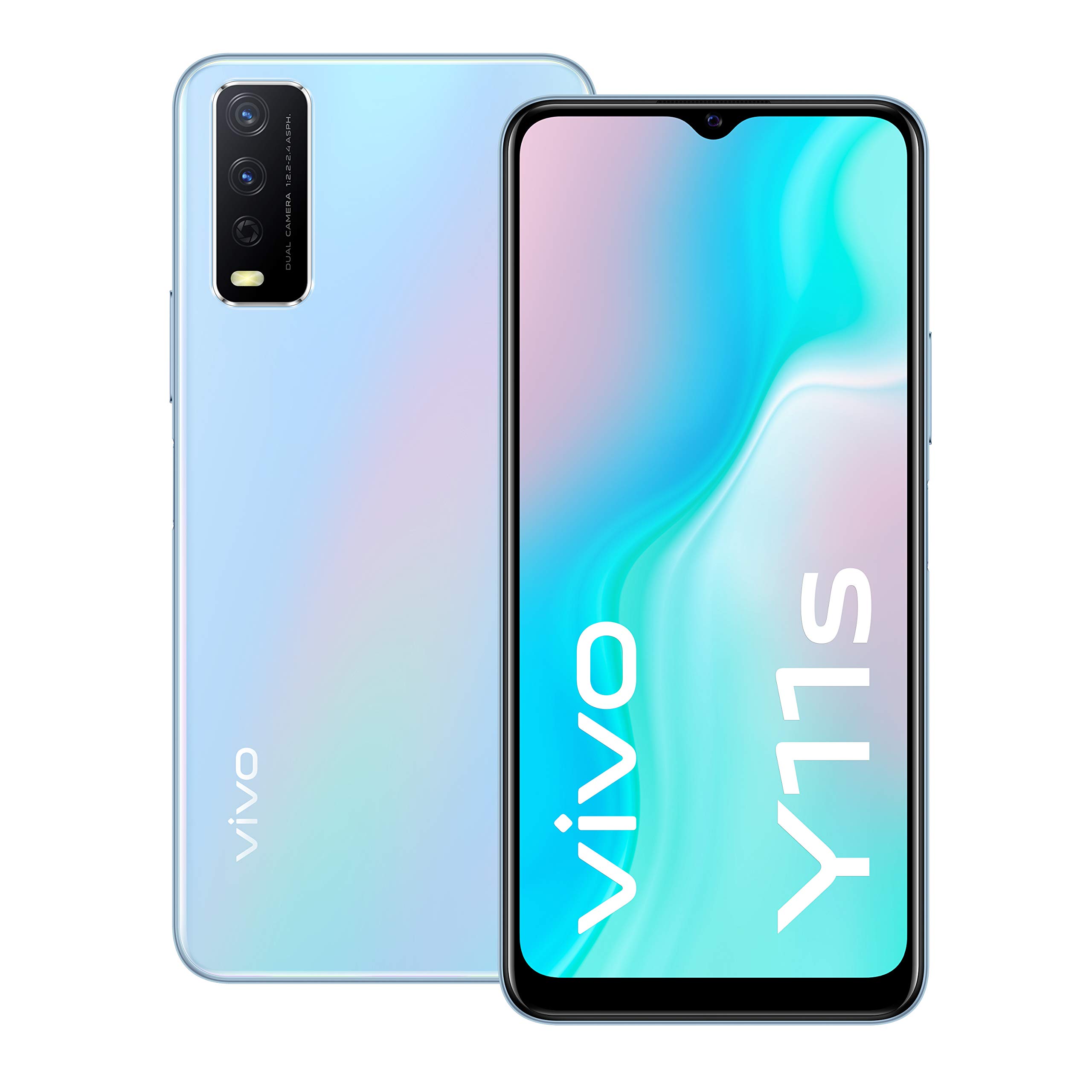 Vivo Y11s, Glacier Blue, 3+32GB, 6.51 Inch Halo Fullview HD+ Display, Side Fingerprint and Face Wake, 5000mAh Battery, AI Dual Camera, Sim Free Smartphone, Dual Sim + 2 Year Warranty