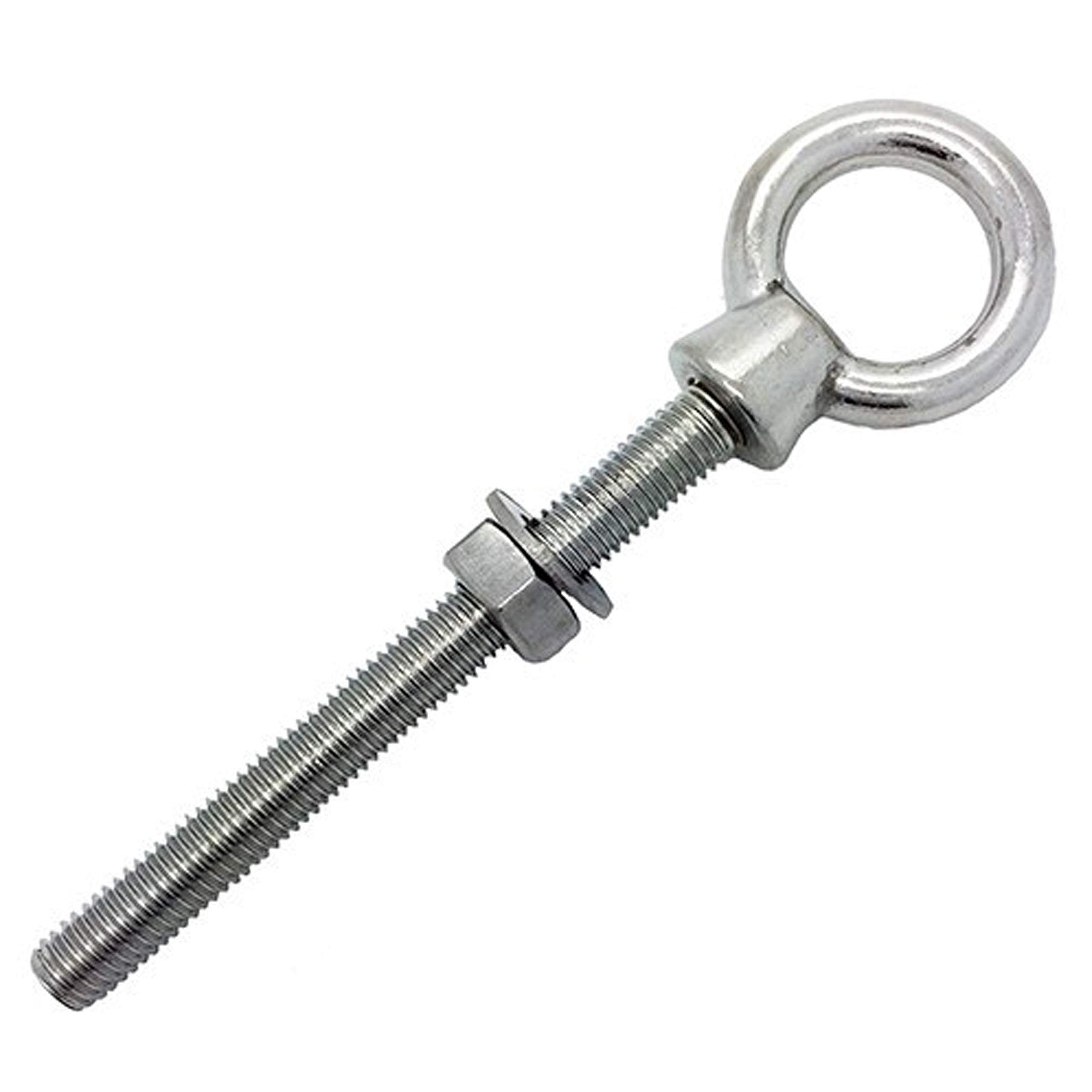 M10 x 100mm Lifting Long Eye Bolt Longshank with Full Nuts and Washer Stainless Steel Marine Grade (Pack of 1)
