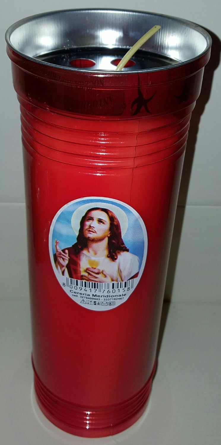 12 Lumini Lumino cera rosso votivo T100 cimitero altezza 23 cm