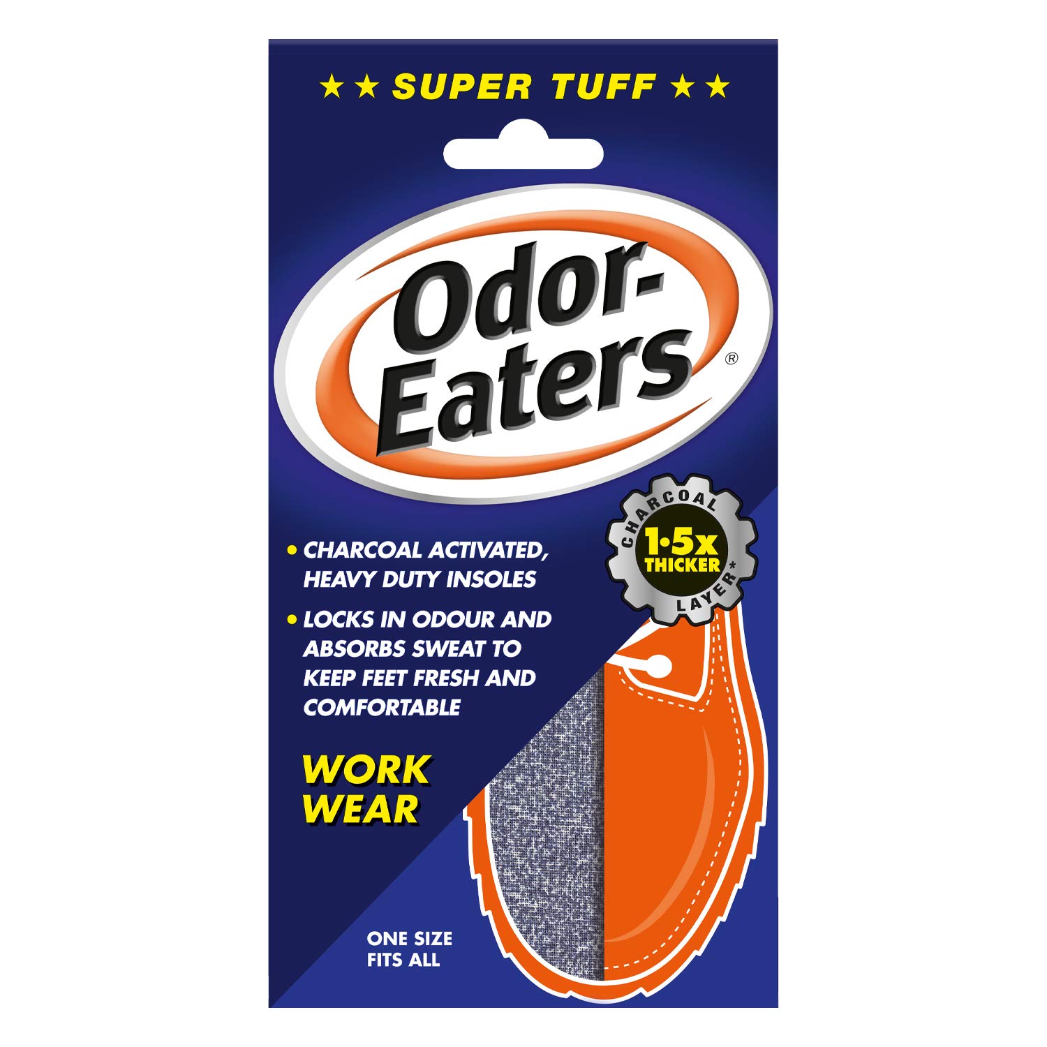 Odor-Eaters Supertuff, Odour-Destroying, Heavy Duty Insoles, for Work wear, Pack of 6