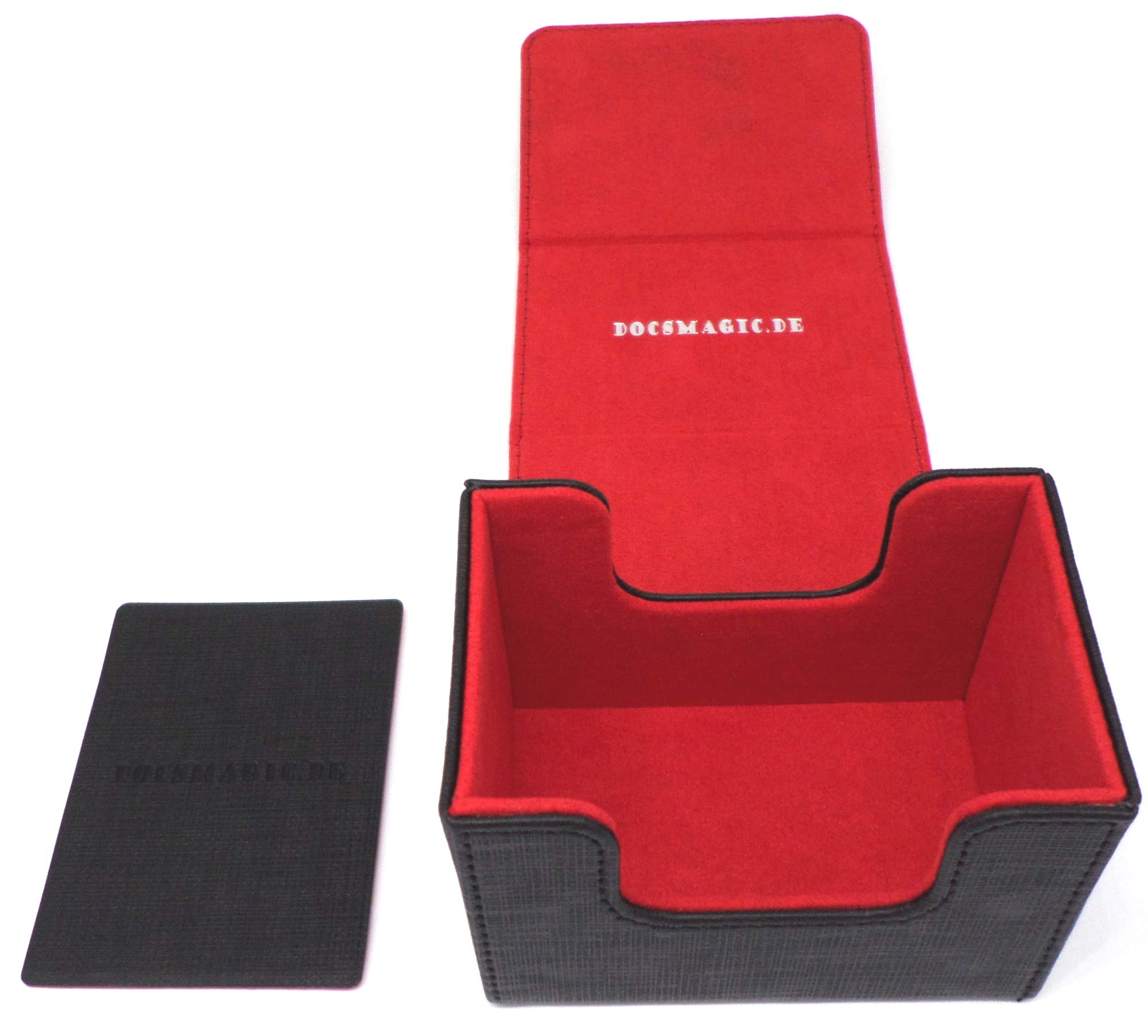 docsmagic.de Premium Magnetic Sideflip Box 80 Black/Red + Deck Divider - MTG - PKM - YGO