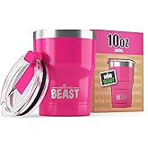 Beast 10 oz Tumbler Stainless Steel Vacuum Insulated Coffee Ice Cup Double Wall Travel Flask (Cupcake Pink)