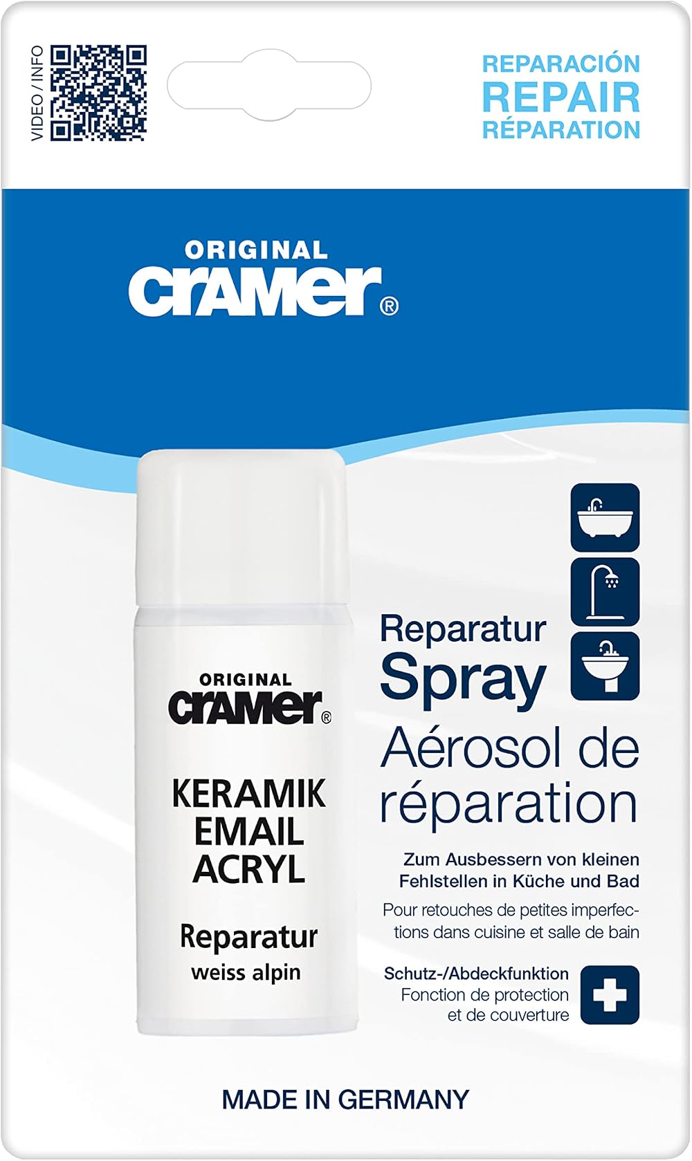 Cramer S205 Repair Spray for Acrylic Enamel Ceramic Fibreglass Resin Stone