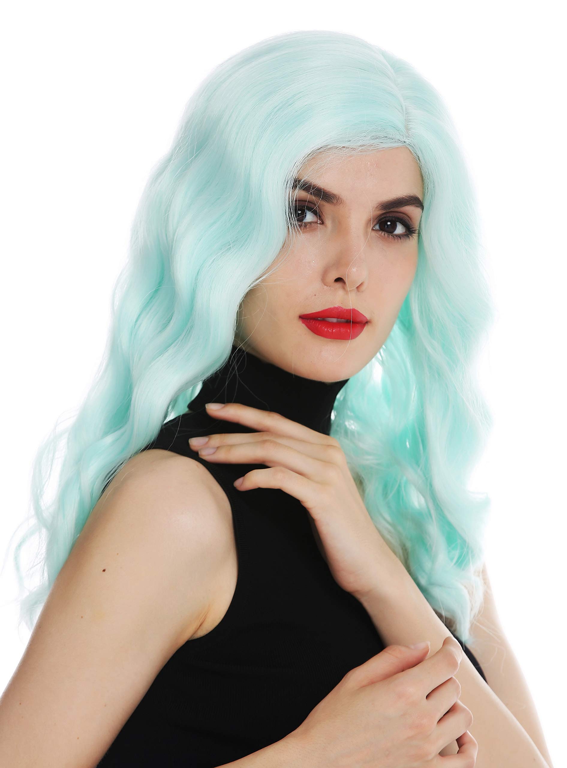 WIG ME UP - VK-58-T5507 wig women's wig long parting noble wavy waved Balayage highlights Hollywood diva light green