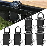 6 Packs Stake Pocket D Ring, Heavy Duty Trailer D Ring Tie Down Anchors, Adjustable with Anti-Loss Cord 16200lbs Load Trailer Accessories Utility for Flatbed Cargo Truck, Black