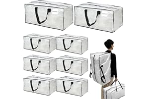 8 Pack Moving Bags Heavy Duty, Extra Large Storage Bags with Zippers & Carrying Handles, Alternative to Moving Boxes, Totes f