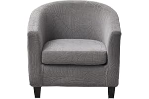 CRFATOP 2 Piece Club Chair Slipcover Stretch Barrel Chair Covers Jacquard Tub Chair Slipcovers Soft Armchair Sofa Cover Removable Couch Furniture Protector Arm Chair Cover for Living Room,D30