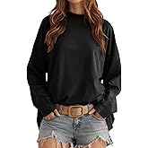 Tankaneo Womens Oversized Long Sleeve T Shirts Mock Neck Side Slit Tunic Tops Casual Loose Fit Tees