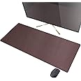CENNBIE Reversible Leather Mouse pad, 35.5" x 15.7"Extended Leather Desk Pad, Desk Mat, Large Office Writing Desk Computer Leather Mouse pad,Waterproof (Brown)