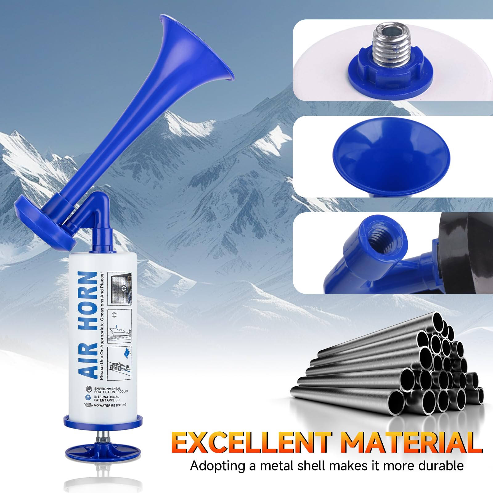 Air Horn for Safety, Loud HandHeld Air Horn for Boats Events Camping Reusable, Sports Pump Horn Loud Noise Maker for Boating Sports Events Birthday Party BANHAO