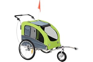 Aosom Dog Bike Trailer 2-in-1 Pet Stroller Cart Bicycle Wagon Cargo Carrier Attachment for Travel with Suspension, Hitch, Sto