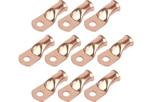 RIOCAN 10pcs 4/0 AWG-3/8”(M10) Ring Terminals 0000 Gauge Copper Wire Lugs Battery Cable Ends Heavy Duty Battery Cable Terminal Connectors