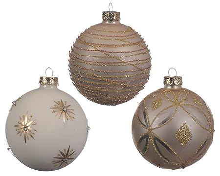 12 Palle Di Natale In Vetro Da 8 Cm Colore Bianco