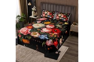 ArtfulHome Boho Flower Quilt Set Queen Bohemia Florals Bedspread Colorful Floral Coverlet Set for Girls Women Adults,Garden E