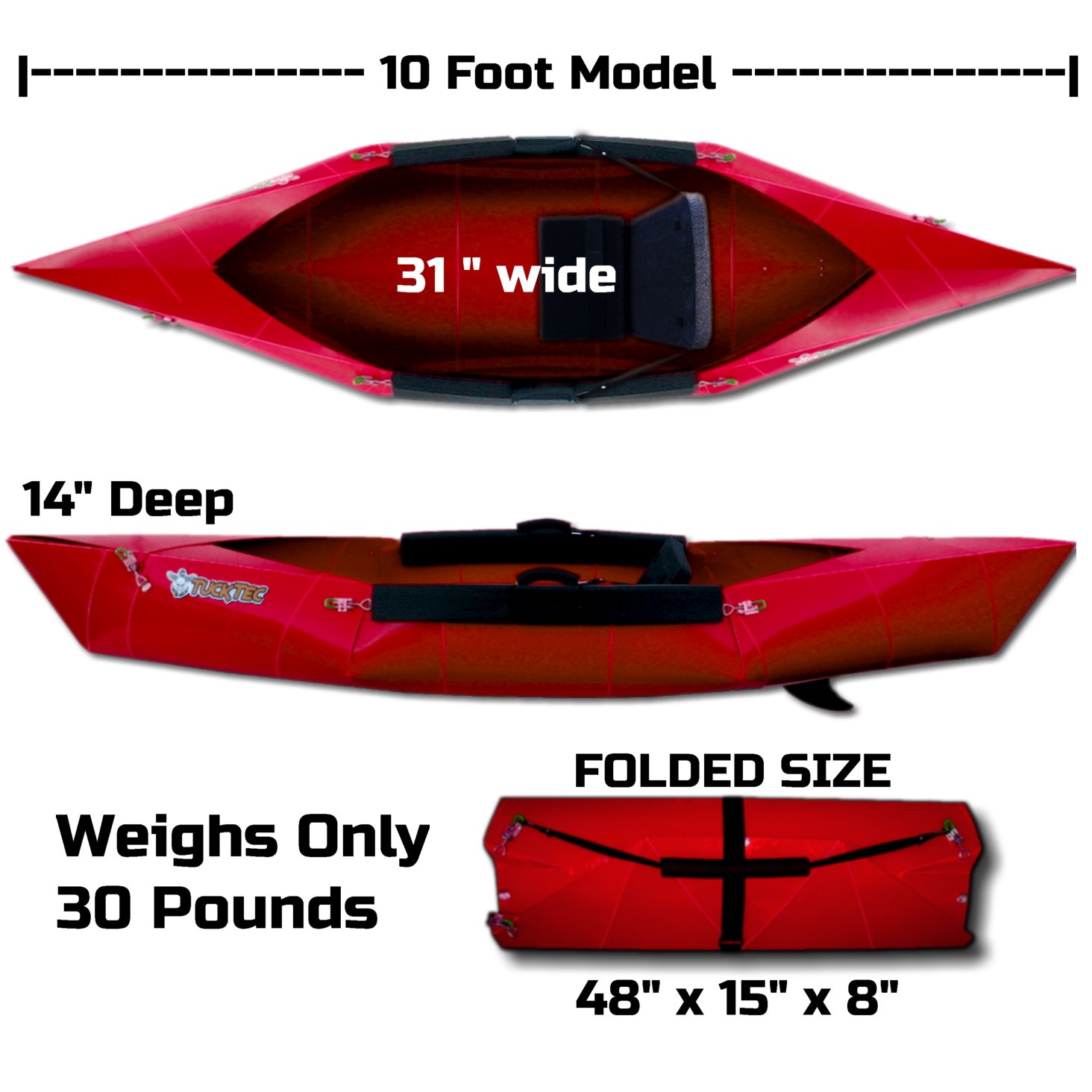 Tucktec Yellow Folding Kayak 10 ft. Hard Shell Foldable Kayak. Stores Anywhere and Sets up in