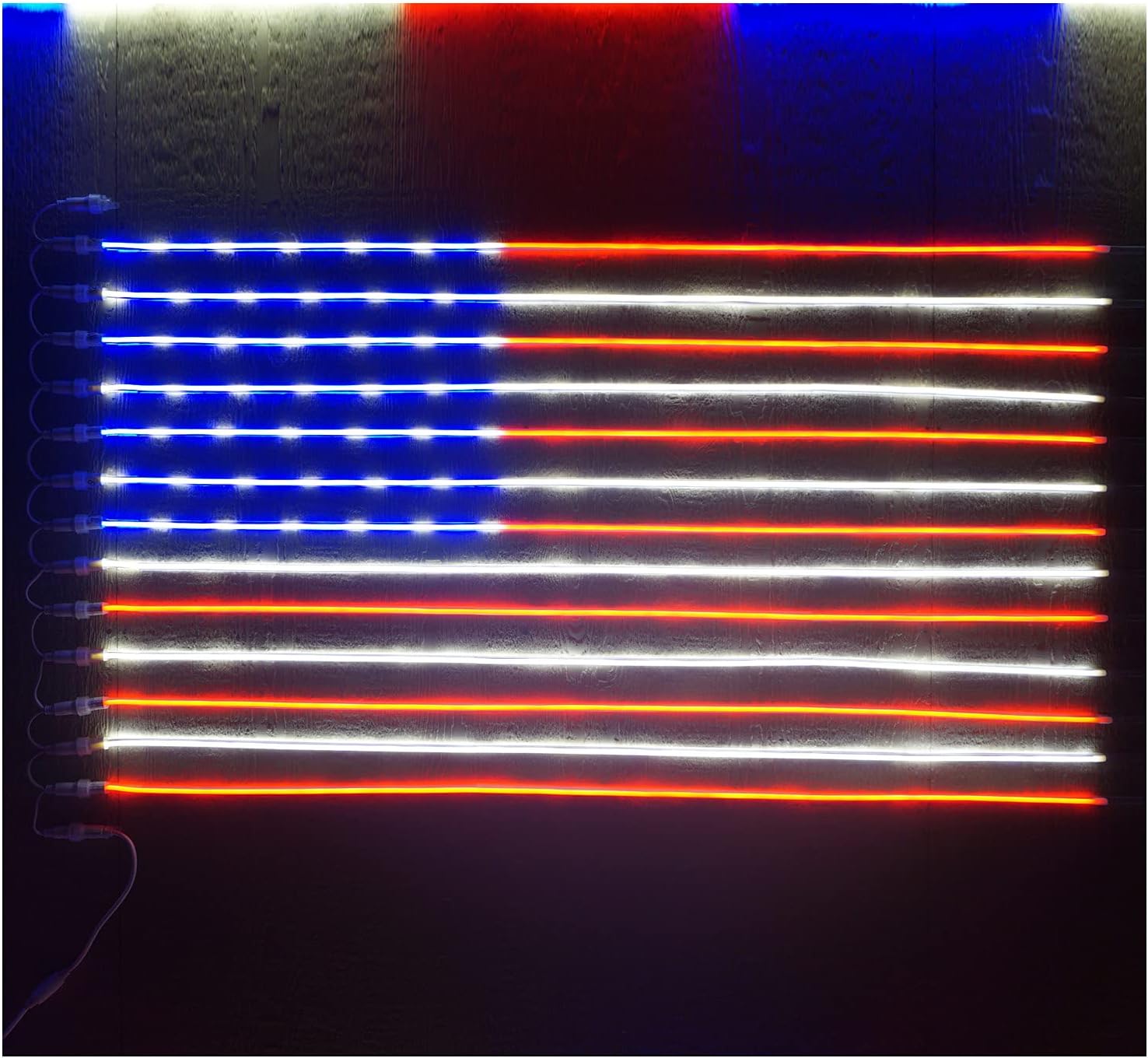 Russell Decor Patriot USA Flag LED Neon Sign Lights for Wall Decor Independence Day July 4th Stars and Stripes 5ftx3ft Red Blue White