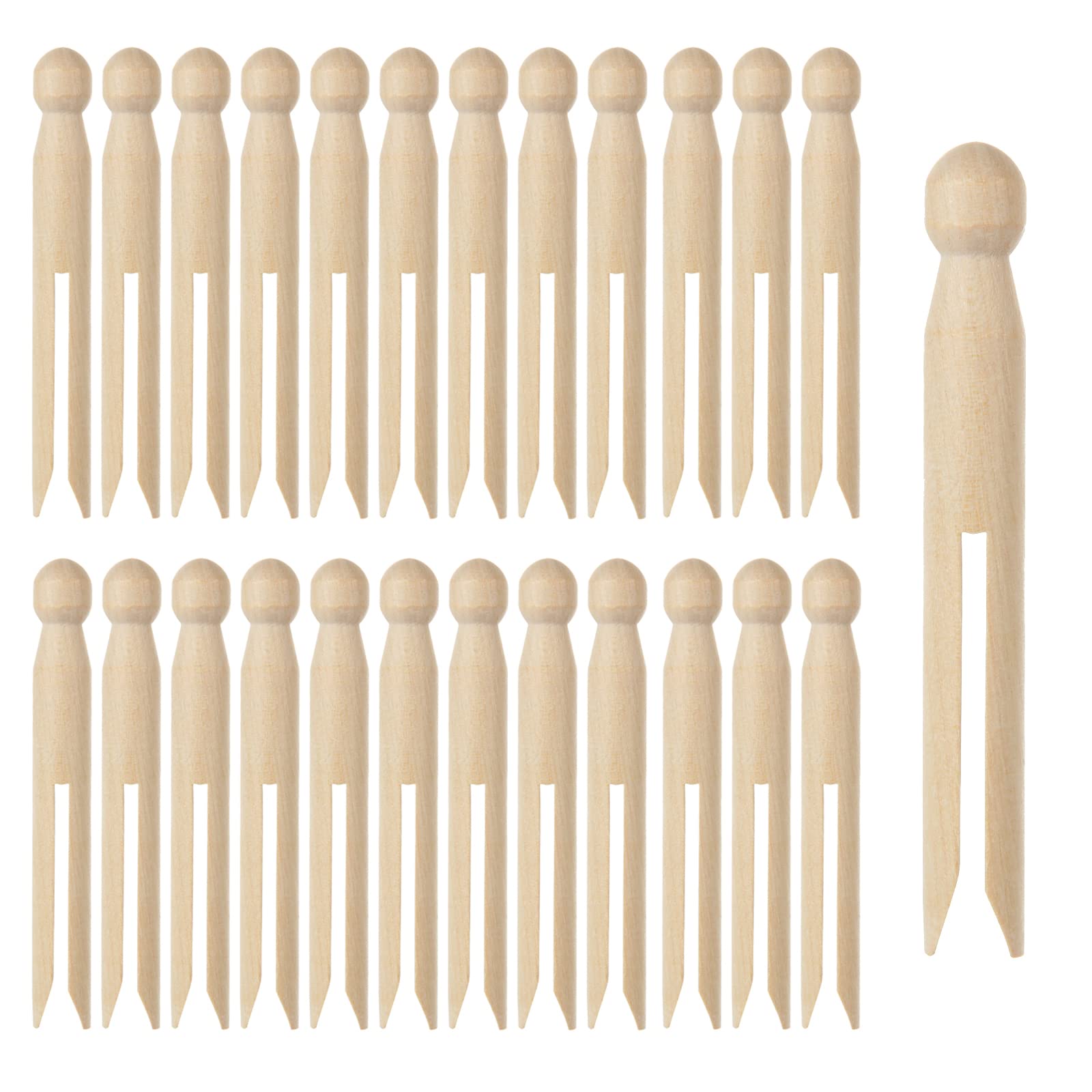 LOLYSIC 100 Pcs Dolly Pegs, 11cm Natural Wooden Dolly Pegs for Washing Lines, Vintage Dolly Wooden Clothes Pegs for Washing Line Hanging Clothing Crafting DIY