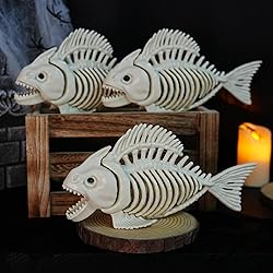 NEROSUN Halloween Fish Skeleton Decorations, 3 Pack