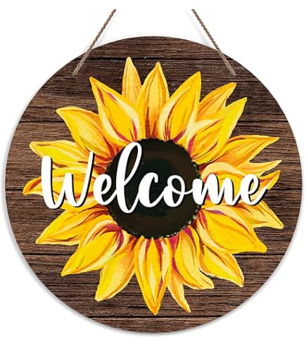 Sunflower Gnome Welcome Sign – Wooden Wall Decor For Porch, Garden, Or Front Door, 12"x10.6"