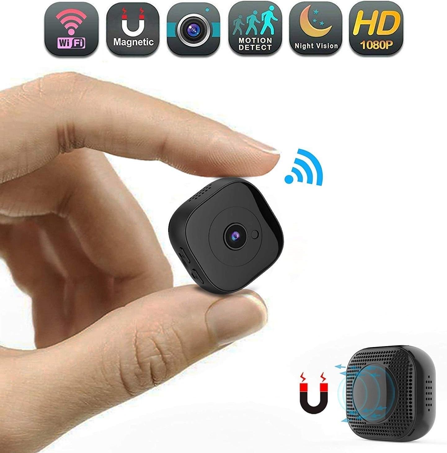 MYXMY Mini Spy Hidden Camera Full HD 1080P with Motion Detection, Perfect Video Camera for Indoor/Outdoor Security Nanny Cam - Waterproof Wifi Home Phone Remote Smart Mini Hidden Camera