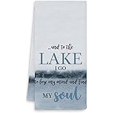 OSLYSOF Lake House Decor Kitchen Towels, Gifts for Lake Lovers Dish Tea Towels for Kitchen Decor, Summer Lakeside Decorative Hand Towels for Cabin Bathroom, 16x24 Inch