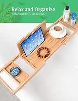 ADOV Bath Tray Extendable Bamboo Bath Caddy with Book/Phone Holder view 5