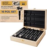 Forstner Bit Set Woodworking Black Shark Forged, 1/4" to 2-1/8", 16-Pcs Box | Forstner Bit Set for Woodworking, Precision Black Shark Forged Steel, Clean Cuts Hardwoods MDF, Plywood, &amp; Multi-Material