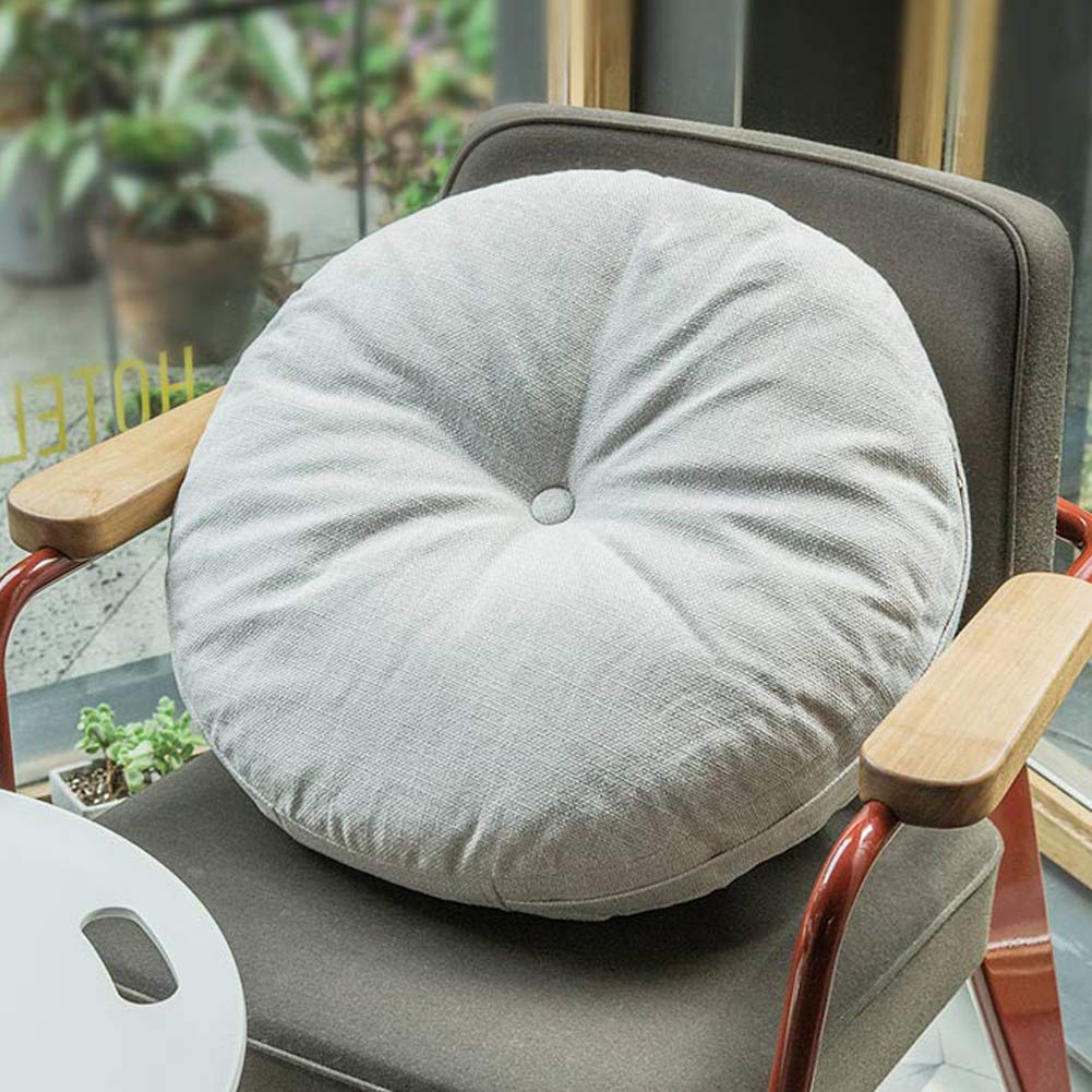 Home 100 Cotton Gray Seat Cushions Thick Round Seat Pads Non Slip