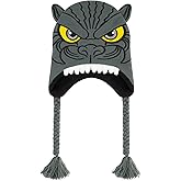 Godzilla Beanie Hat, Adult Cuffed Peruvian Winter Knit Cap with 3D Ears, Gray, One Size