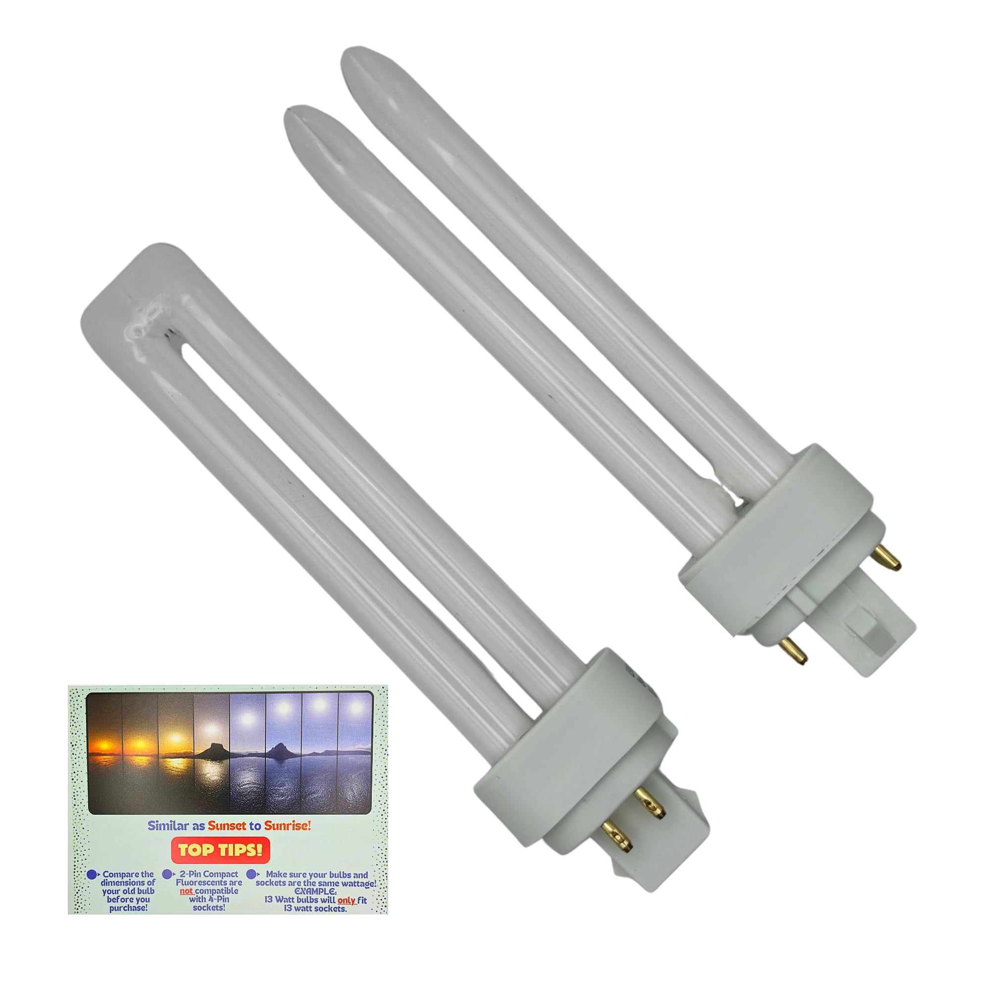 LevoLutz 18W 4 Pin G24Q-2 Compact Fluorescent Lamp 840/Cool White CFL Light Bulbs, Pack of 2, Includes Colour Temperature Info Card.