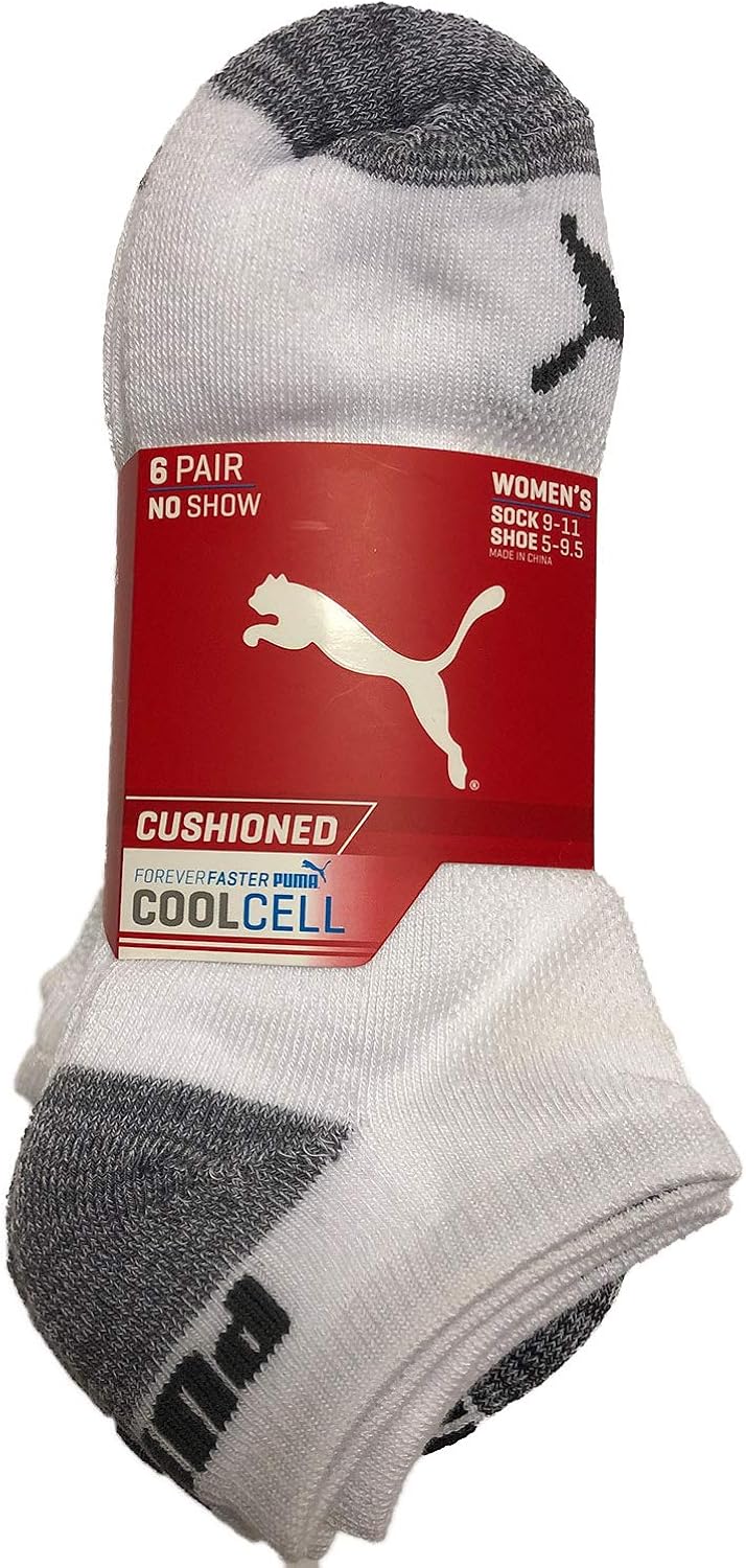 Puma Women's Cushioned No Show Socks 6 Pack (Sock 911/Shoe