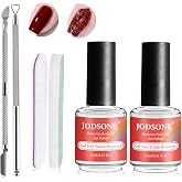 JODSONE Gel Nail Polish Remover Kit, 2Pcs 15ML Quick Soak-Off Gel Remover, Nail Sanding Strips &amp; Cuticle Steel Pushers, Professional At-Home UV Gel Nail Removal Tools Set