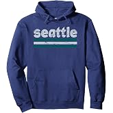 Seattle Washington Three Stripe Vintage Weathered Pullover Hoodie