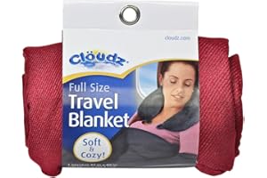 Cloudz Cozy Compact Airplane Travel Blanket for Your Flight, Car, Camping, Home or Comforting Warmth Anywhere! - Burgundy