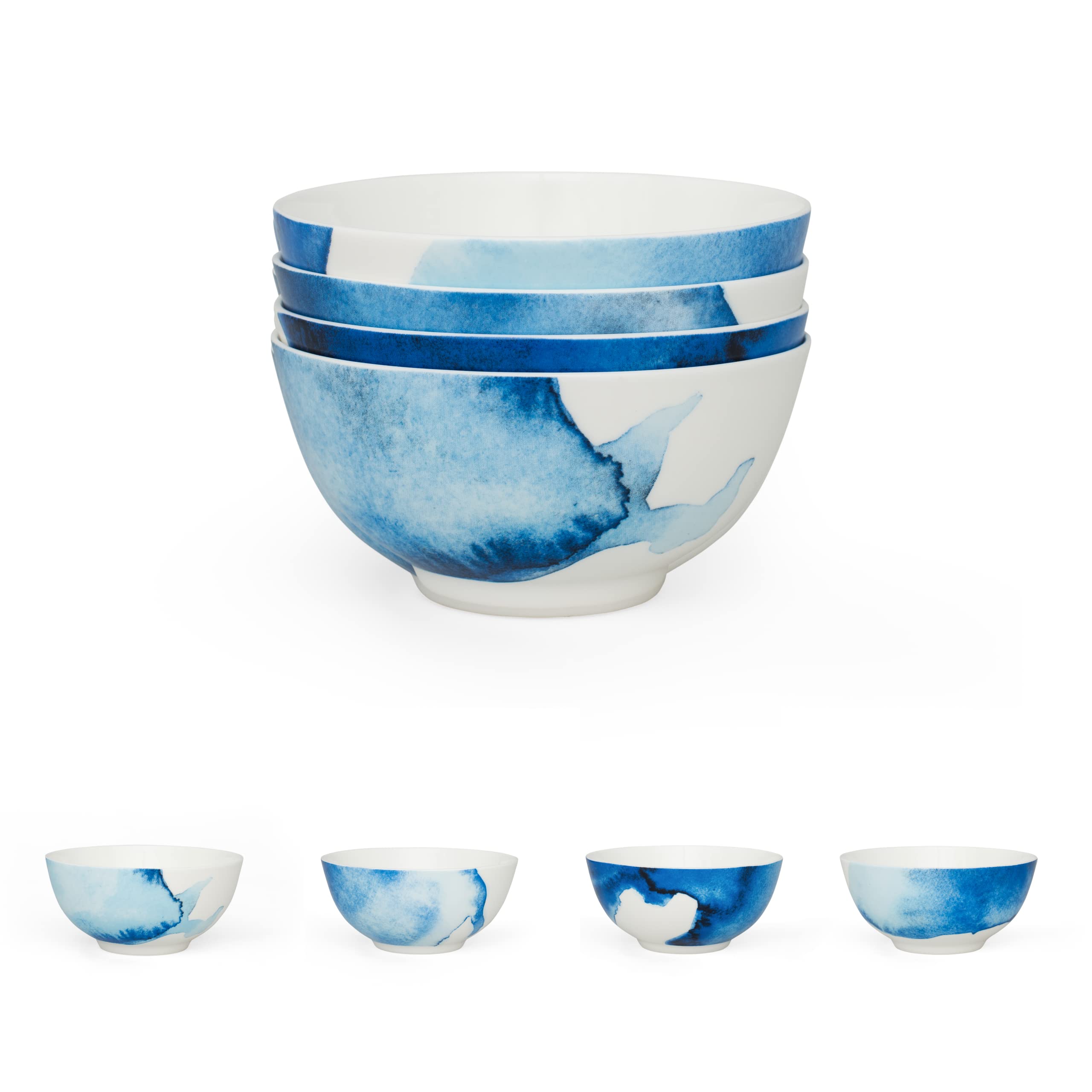Rick Stein Coves of Cornwall - 4 Piece Cereal Bowl Set - 13cm Diameter - Dining Set Featuring Beautiful Designs of Tableware Inspired by The Land and Seascape of Cornwall