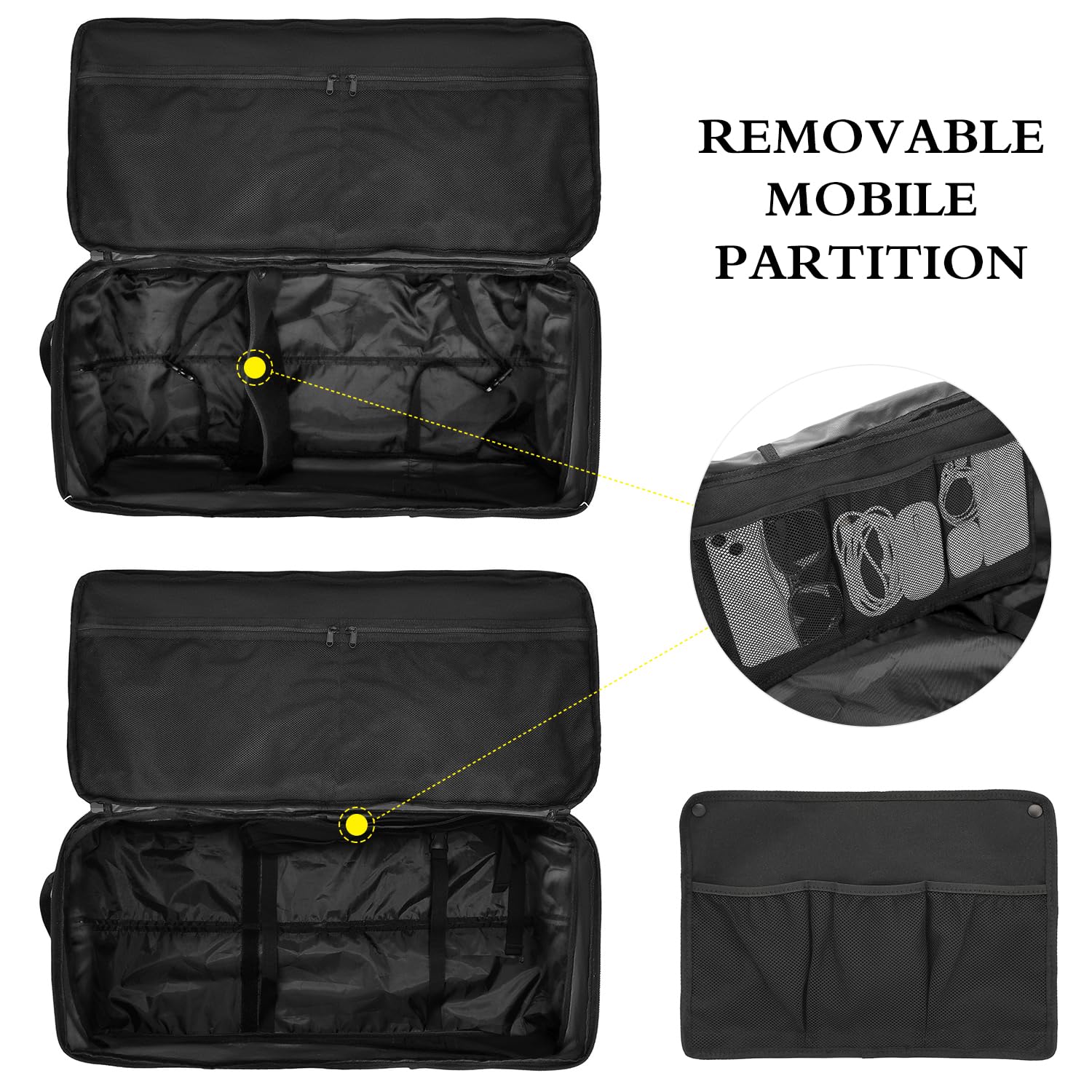 TAIHOYIN Faltbare Reisetasche mit Rollen Groß 85-100L Erweiterbare Handgepäck Tasche Duffel Bag Rolltasche Reise mit Rädern und Mehreren Taschen Packbar für Camping Urlaub 30''/76cm, Schwarz 4
