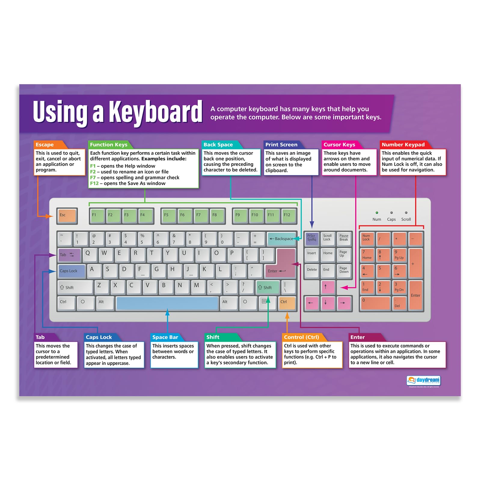 Daydream Education Using a Keyboard | ICT Posters | Gloss Paper measuring 850mm x 594mm (A1) | Computing Charts for the Classroom | Education Charts