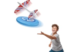 NSG Sky High Flyer Flying Disc Airplane Launcher Toy Foam Glider Plane Outdoor Flying Toys for Kids Ages 8 and Up