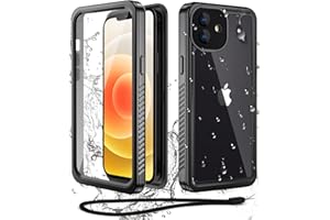 WIFORT for iPhone 12 Mini Waterproof Case - [Certified Water Proof & Military Protection] with [Built-in Screen Protector], Full Body Shockproof Phone Case Cover for iPhone 12 Mini 5.4" - Black