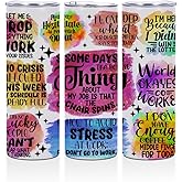 Funny Office Gifts: 20 oz Skinny Stainless Steel Slim Insulated Tumblers - Straight Water Bottle Coffee Mug Thermal Travel Cup with Lid, Sarcastic Christmas Coworker Gifts for Women Boss